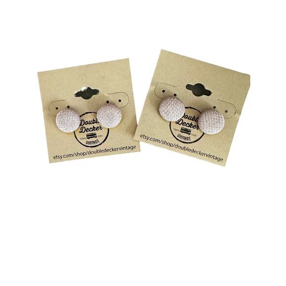 Small Pink Glitter Button Earrings - Picture 1 of 1